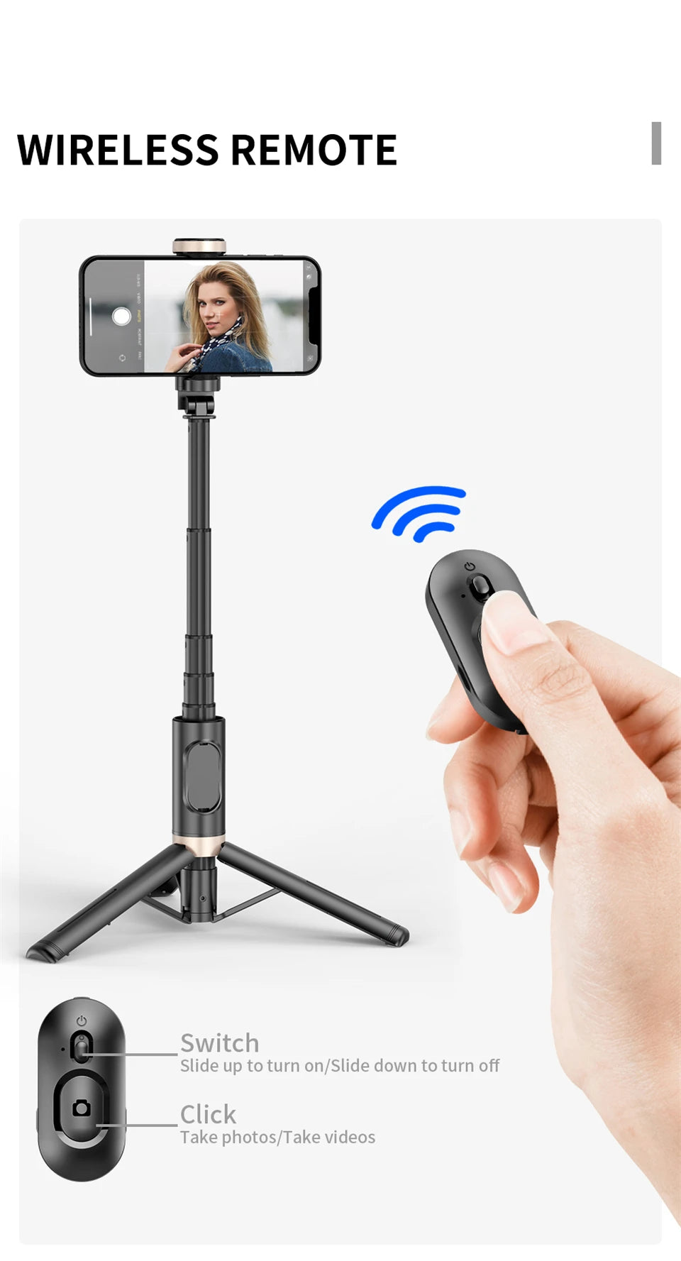 Roreta Selfie Stick Foldable Wireless Tripod