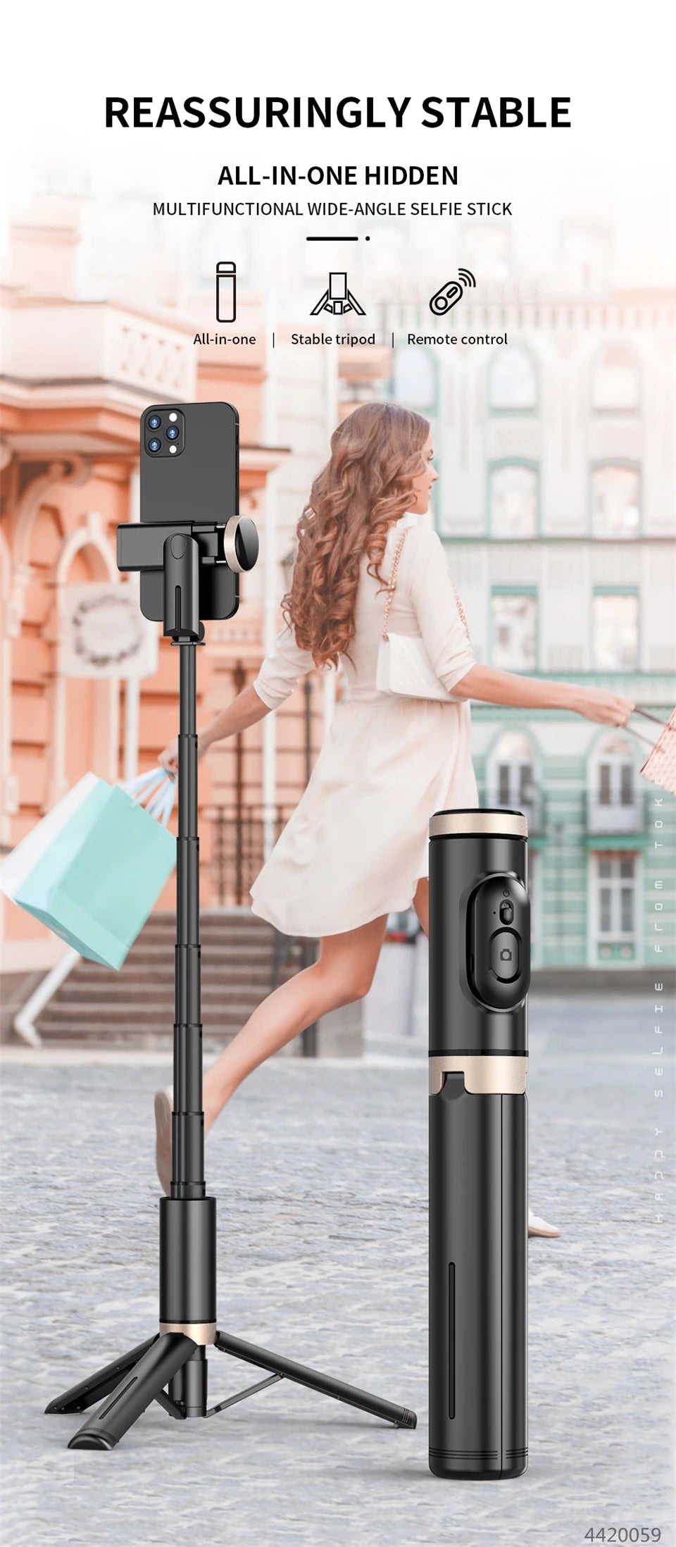 Roreta Selfie Stick Foldable Wireless Tripod