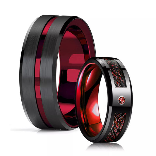 Red Groove Carbon Fibre Ring