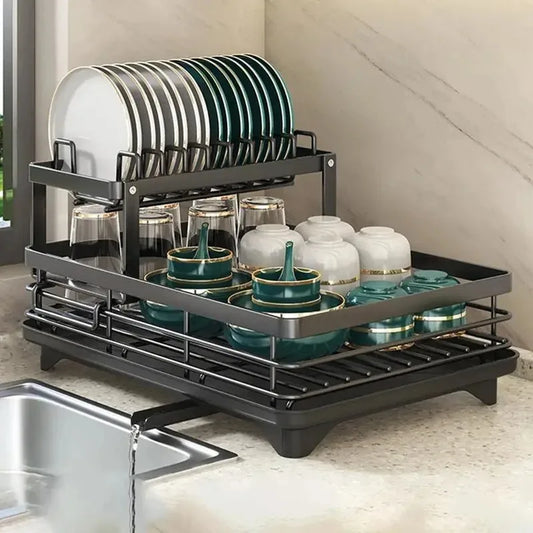 Dish Drying Rack Adjustable Kitchen Plates