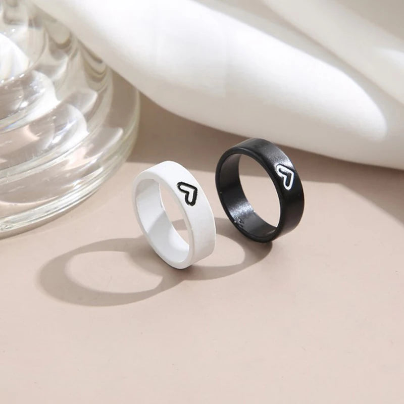 Love Heart Matching Couples Rings