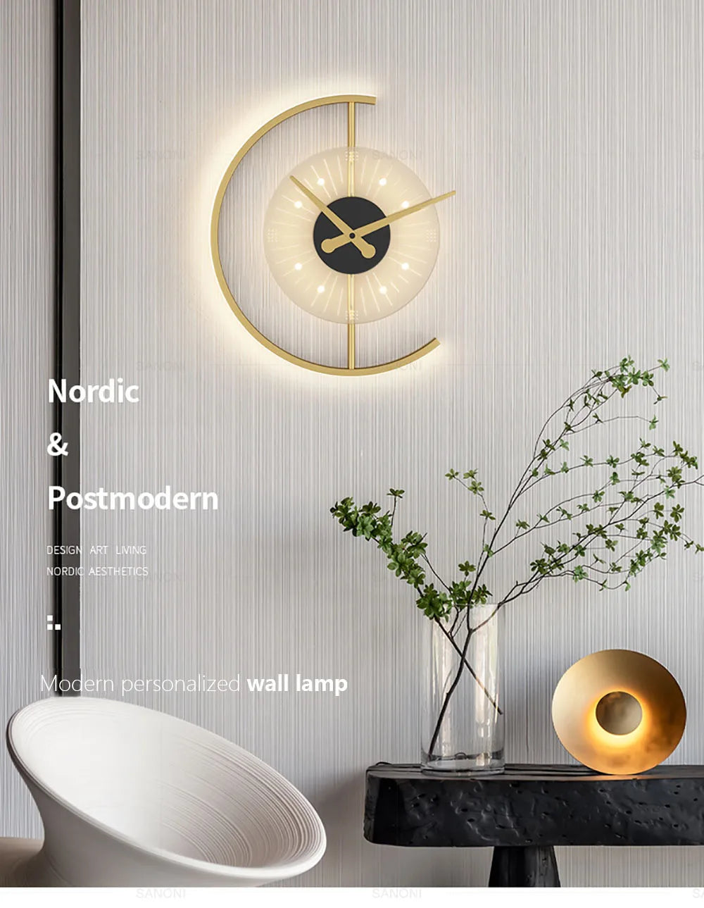 Modern LED Wall Lamp Clock Sconce