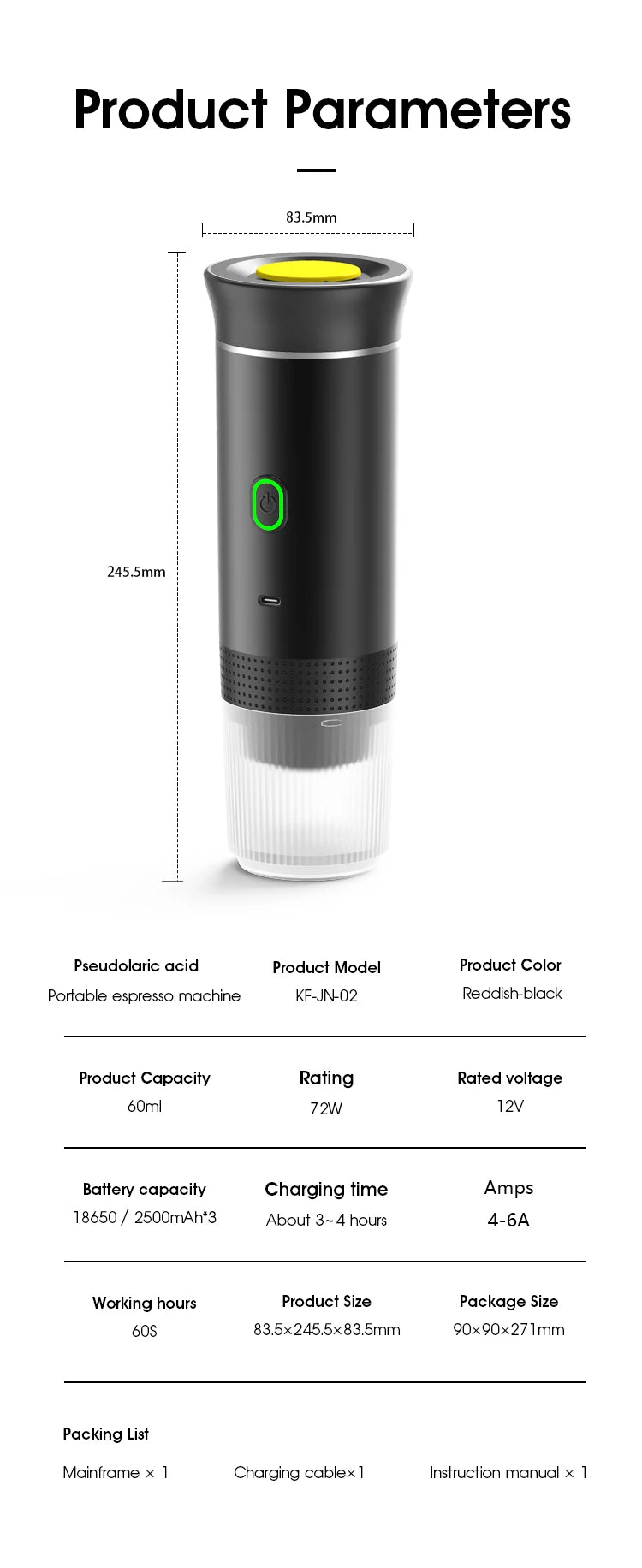 Wireless Electric Portable Espresso Machine