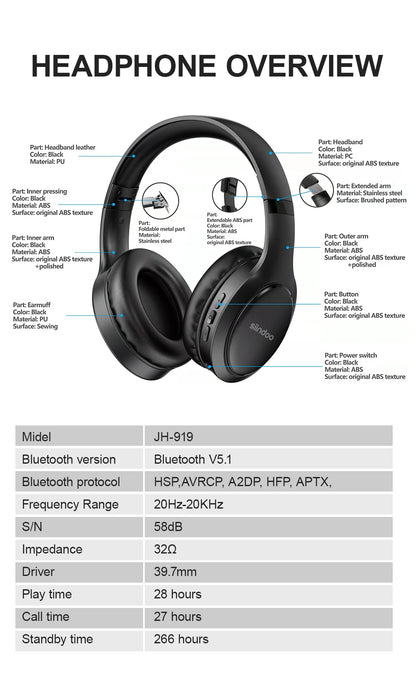 Siindoo Wireless Bluetooth Headphones