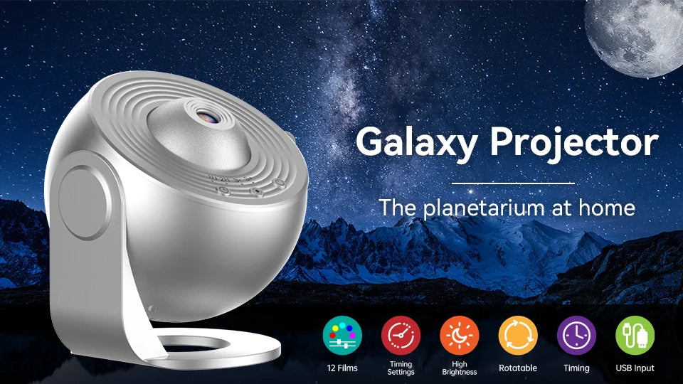 Night Light Galaxy Projector With Starry Sky