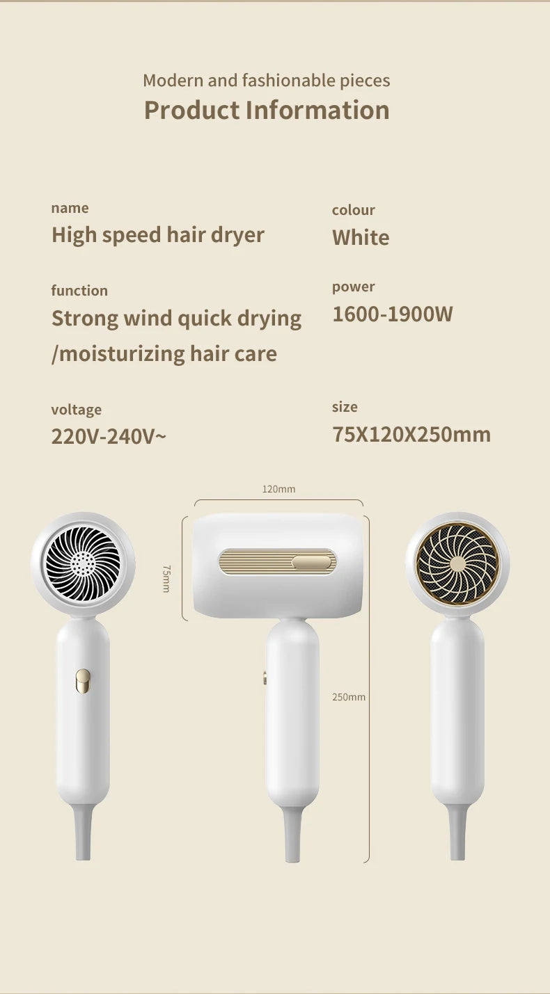 Hair Dryer With High Speed Electric Turbine