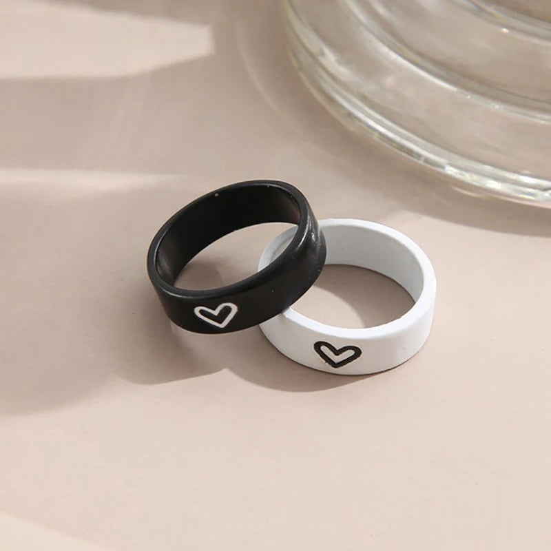 Love Heart Matching Couples Rings