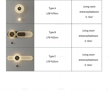 Modern LED Wall Lamp Clock Sconce