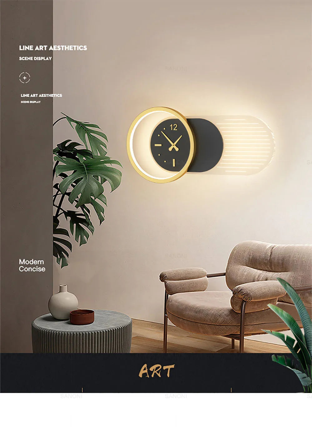 Modern LED Wall Lamp Clock Sconce