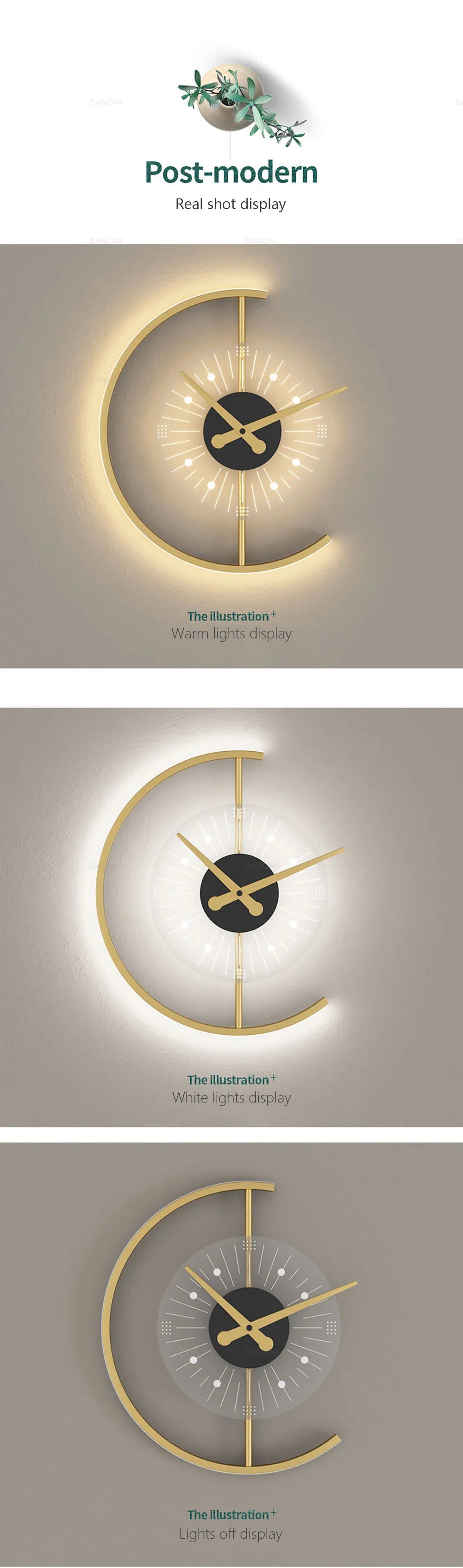 Modern LED Wall Lamp Clock Sconce