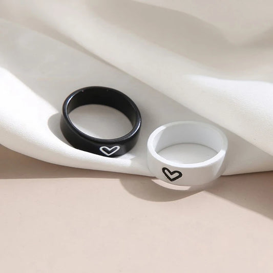 Love Heart Matching Couples Rings