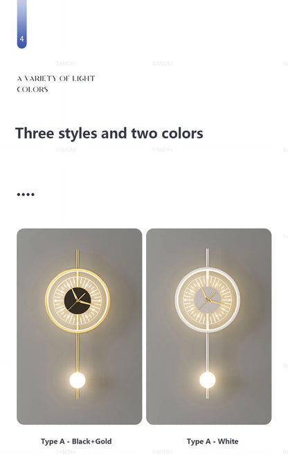 Modern LED Wall Lamp Clock Sconce