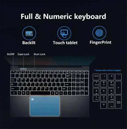 Portable 15.6 Laptop Windows 11 Notebook