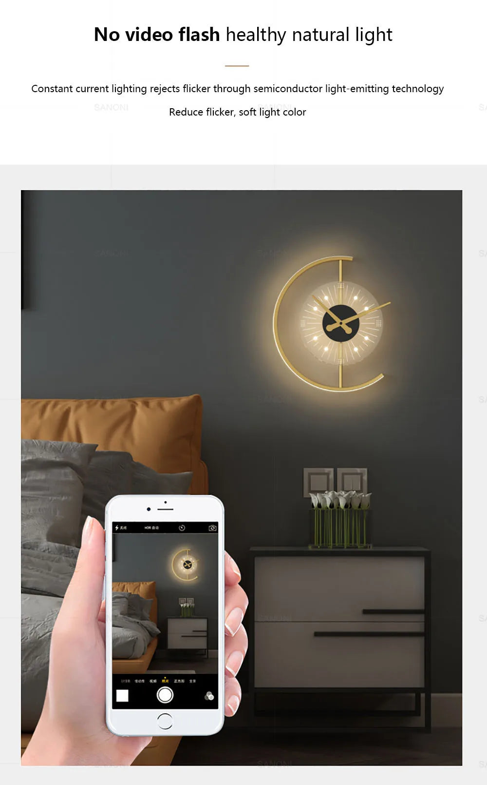 Modern LED Wall Lamp Clock Sconce