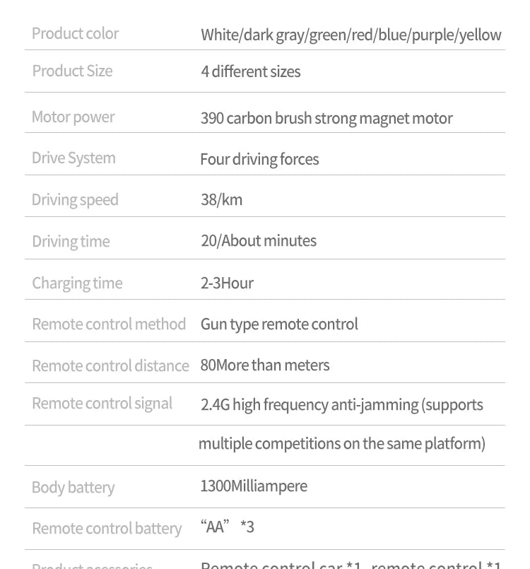 Auto con telecomando a LED e alta velocità