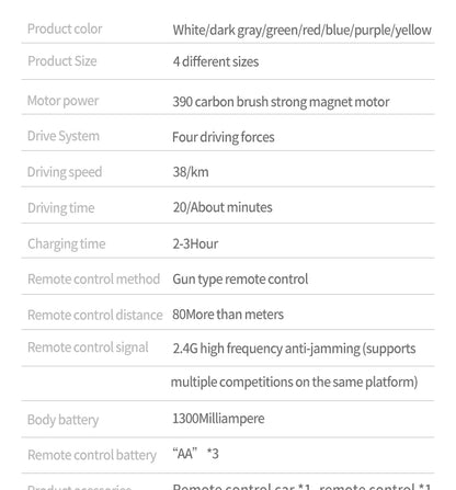 Auto con telecomando a LED e alta velocità