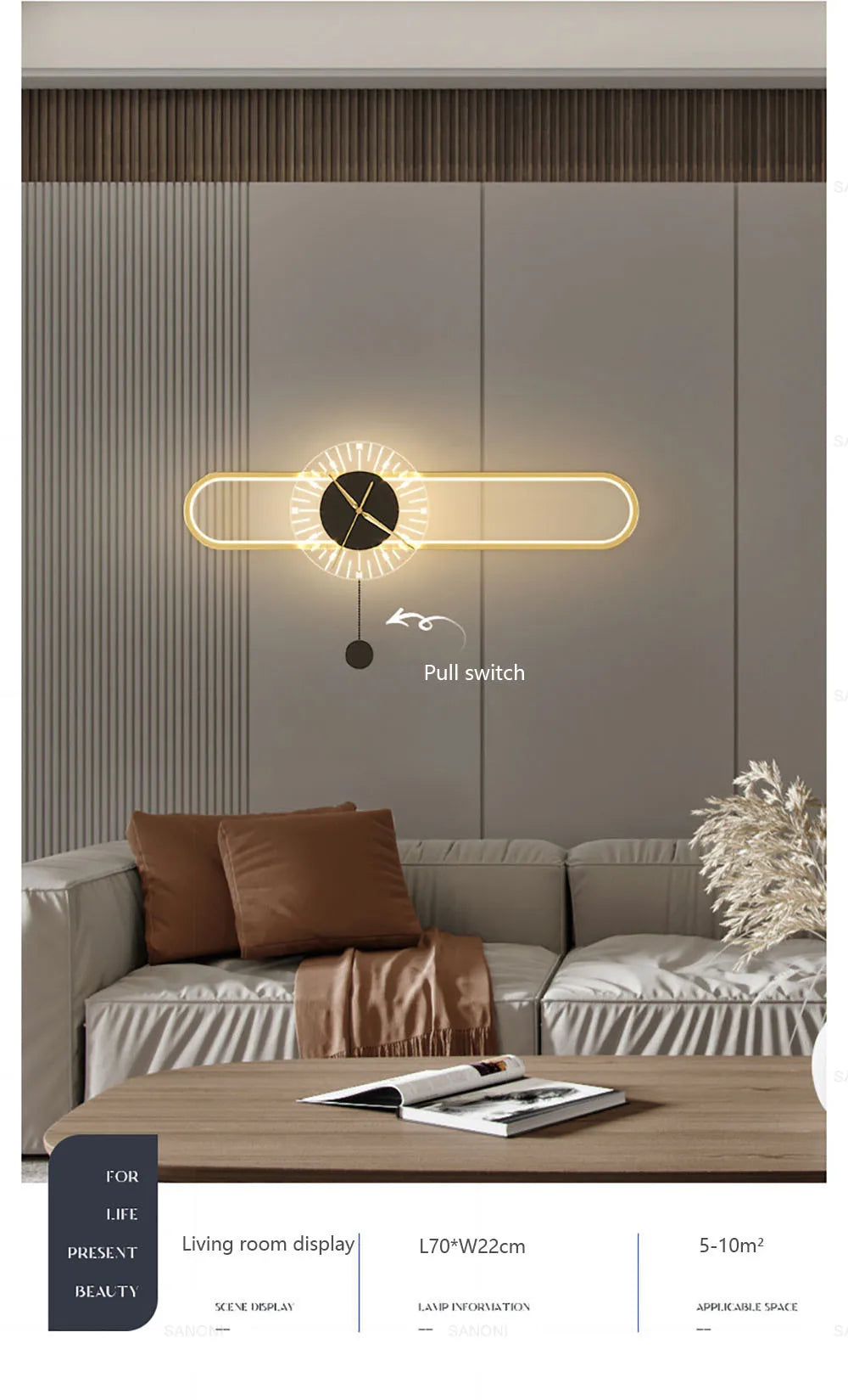 Modern LED Wall Lamp Clock Sconce