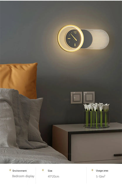 Modern LED Wall Lamp Clock Sconce