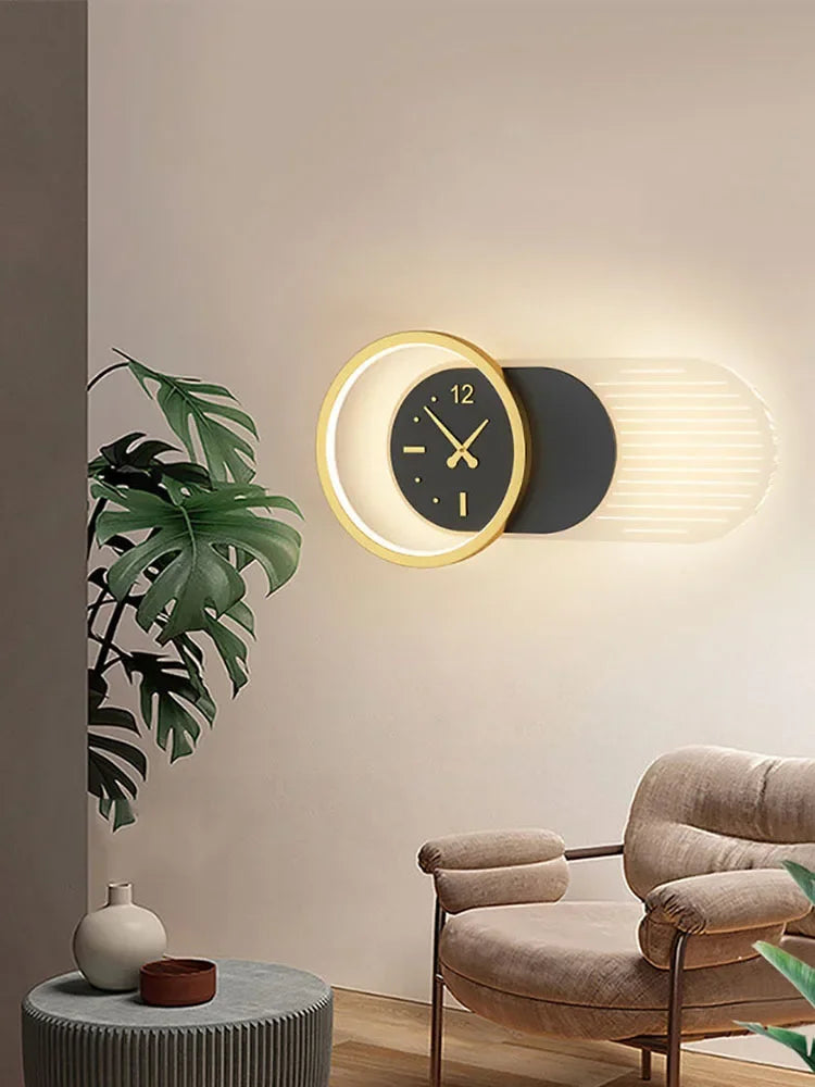 Modern LED Wall Lamp Clock Sconce