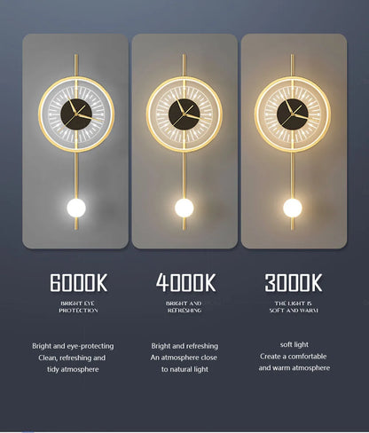 Modern LED Wall Lamp Clock Sconce