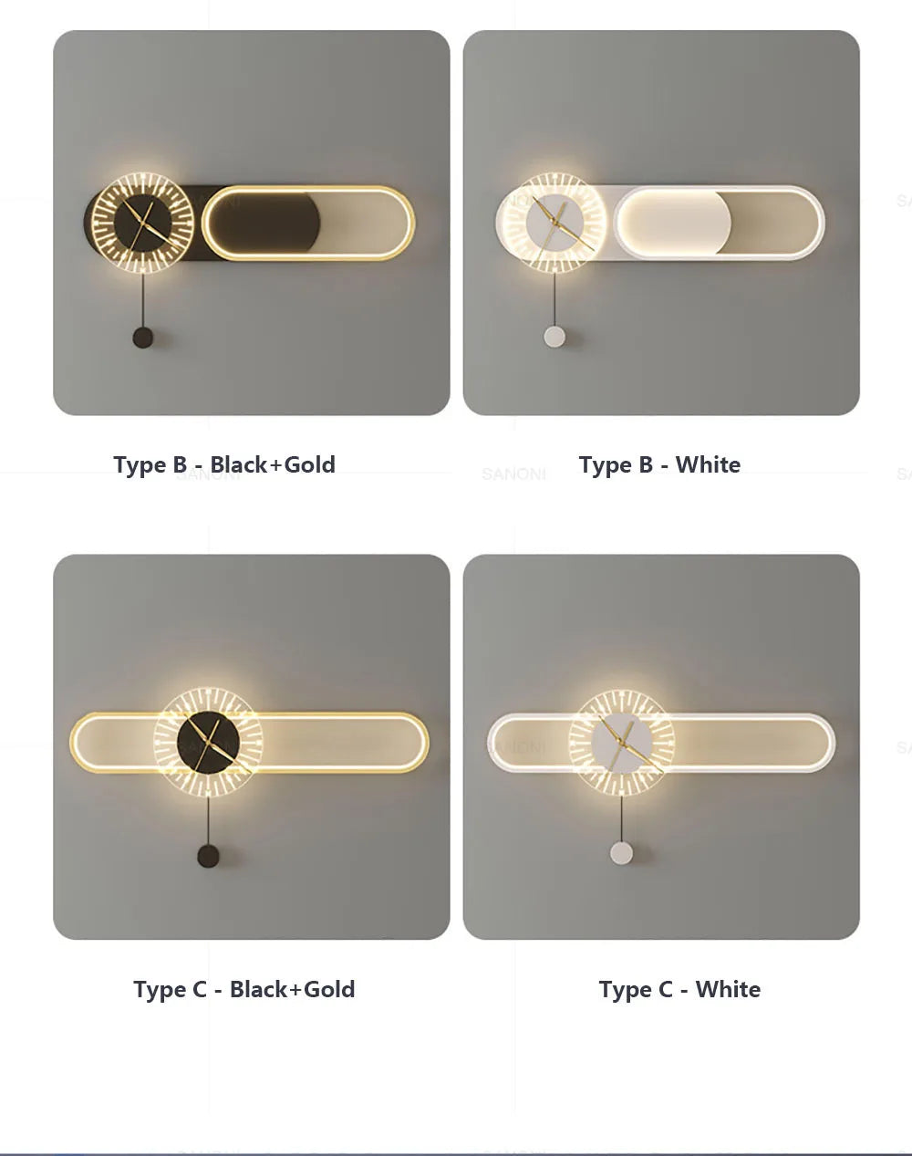 Modern LED Wall Lamp Clock Sconce